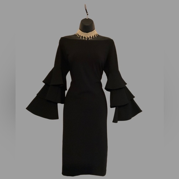 Premier Amour Dresses & Skirts - Chic Black Off the Shoulder Layered Sleeve Dress